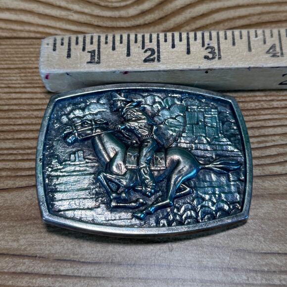 Numbered PONY EXPRESS 125 year commemorative belt buckle 39267 Cowboy Western - Picture 7 of 10